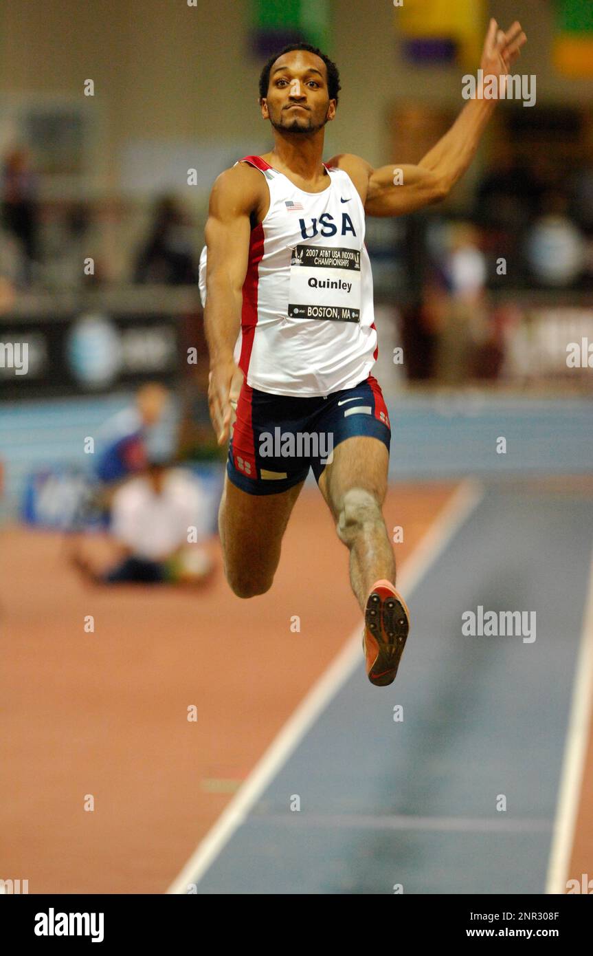 Trevell Quinley wins the long jump at 265 1/2 (8.06m) in the USA Track