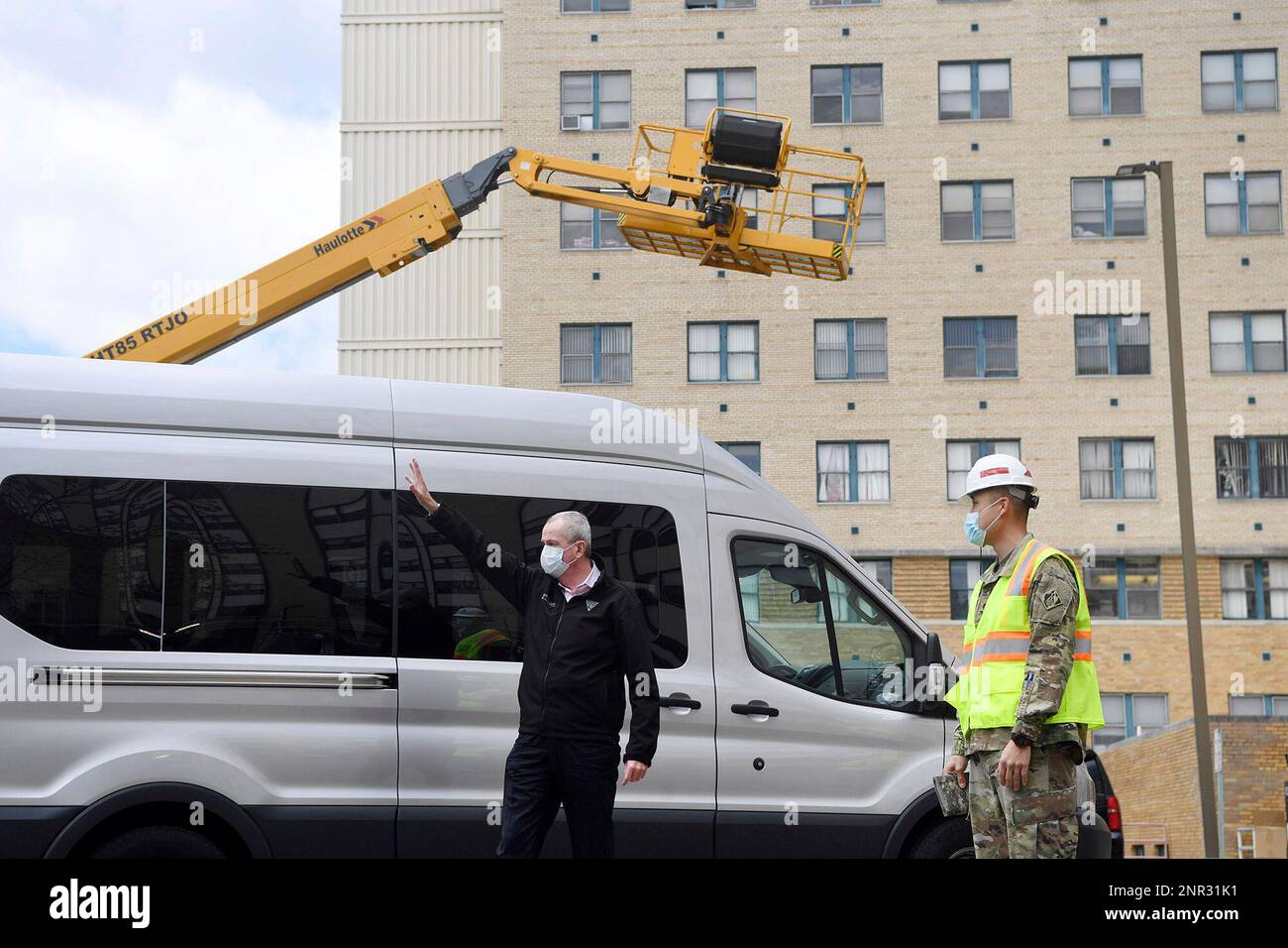New Jersey Governor Phil Murphy visits an alternate care facility at