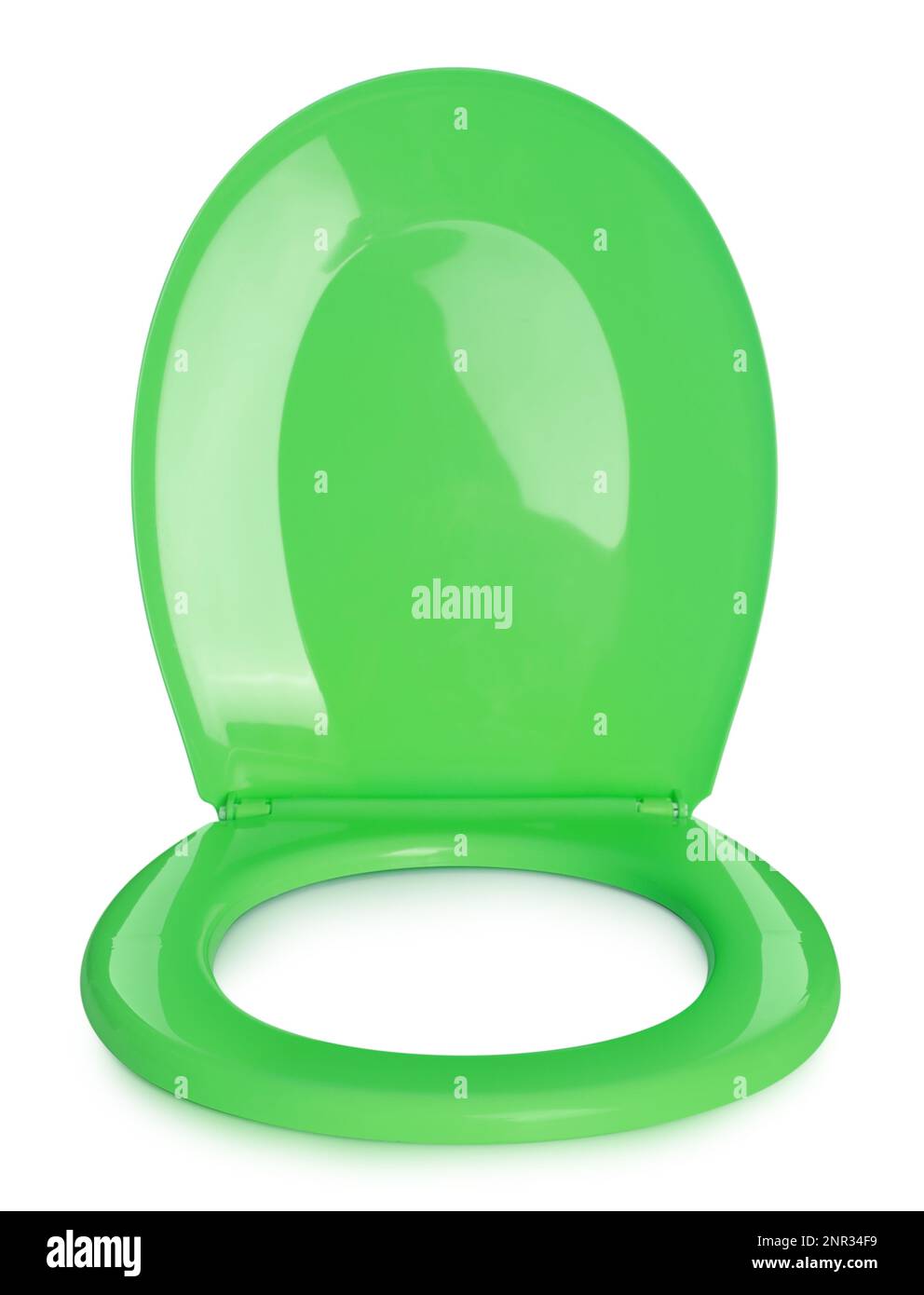 New green plastic toilet seat isolated on white Stock Photo