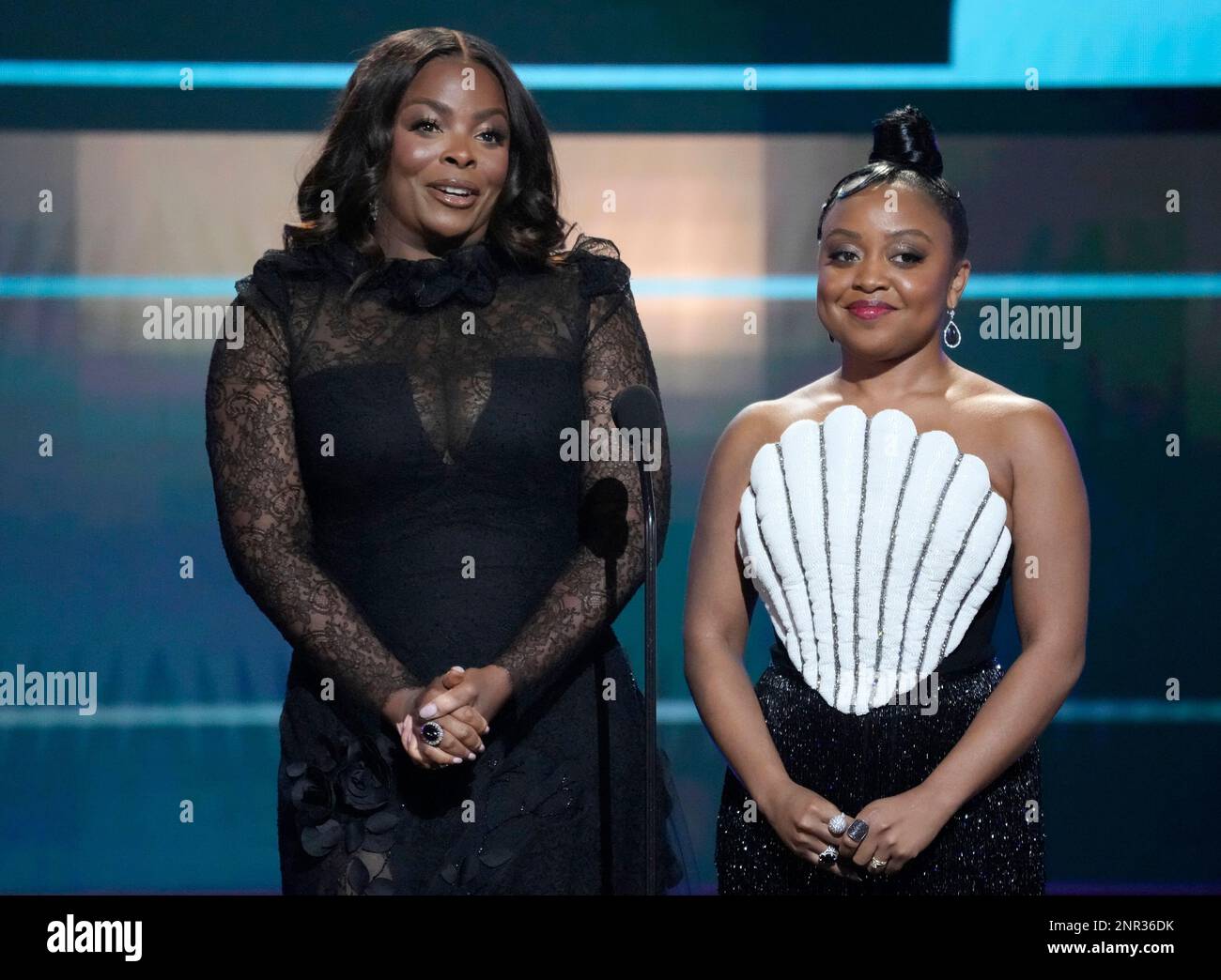 Janelle James, left, and Quinta Brunson speak at the 29th annual Screen