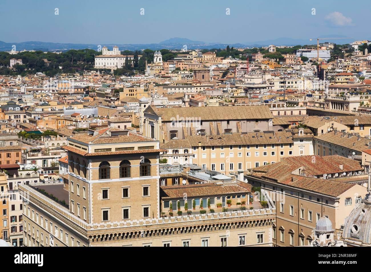 High angle view of Rome city skyline in summer, Italy. Stock Photo