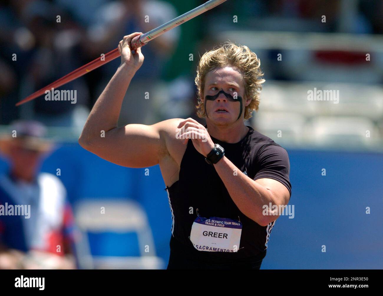 Breaux Greer wins the men's javelin with a meet record 270 4 (82.39m) in the U.S. Olympic Track