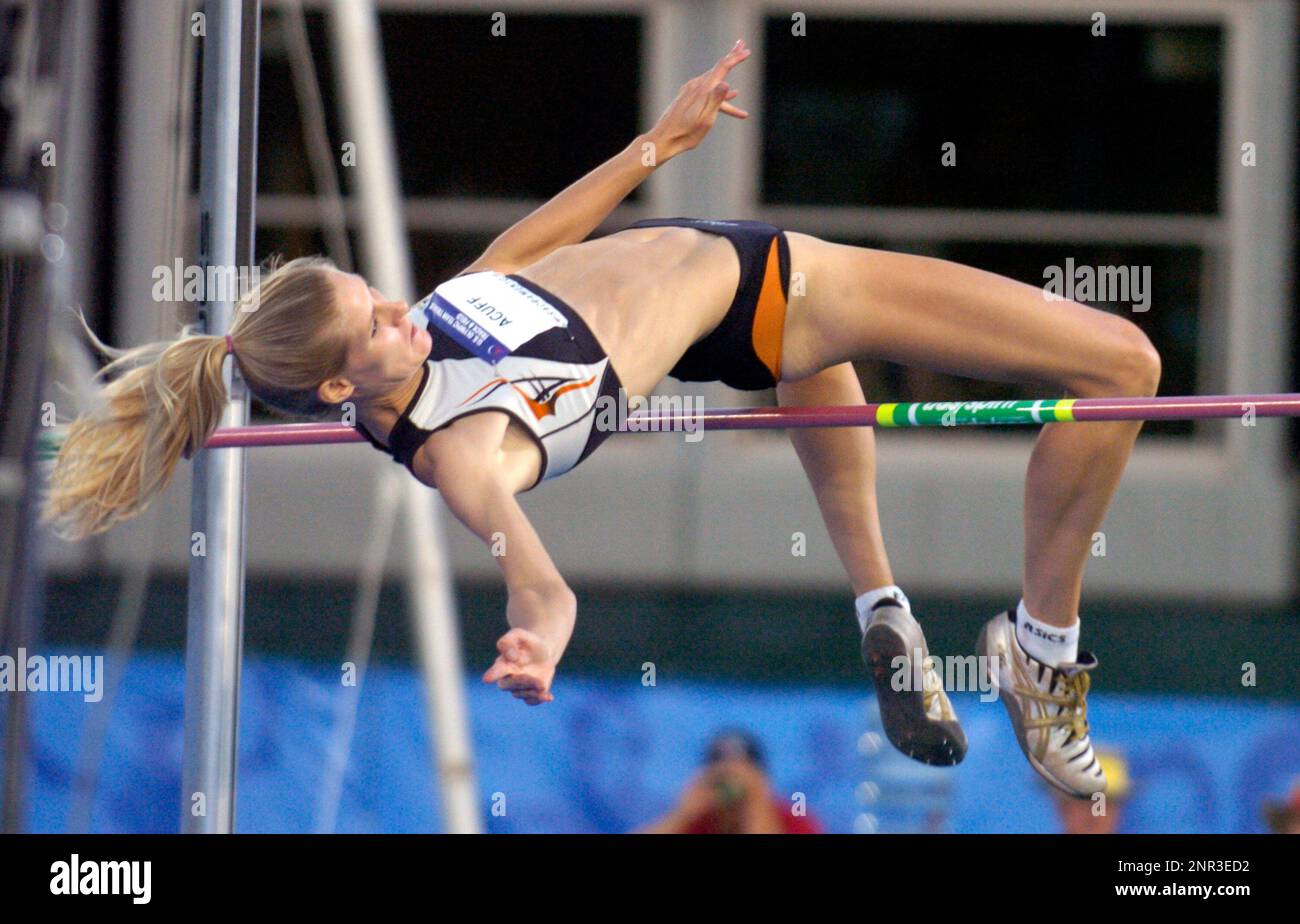 Amy Acuff places third in the women's high jump at 6-4 3/4 (1.95m) in ...