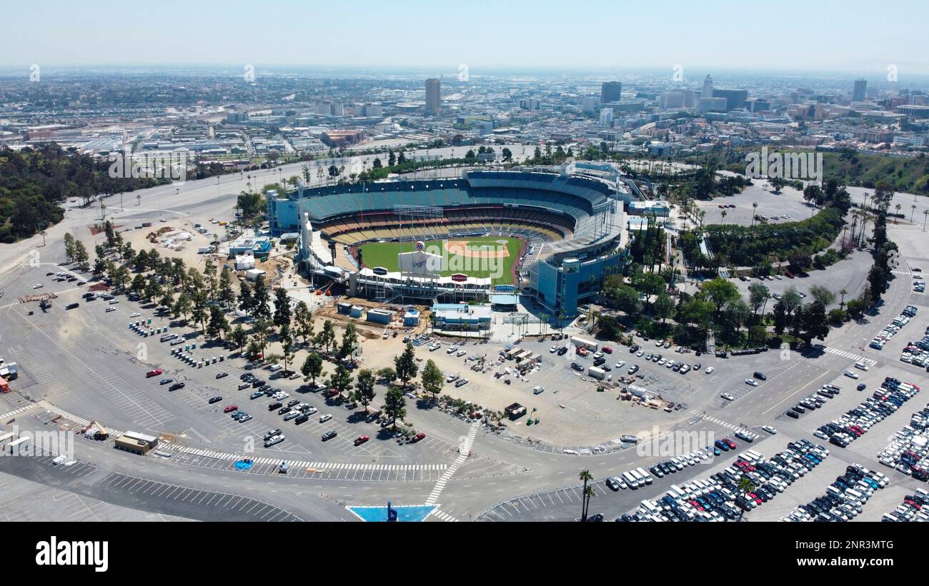 General aerial overall view of excess rental cars parked during the