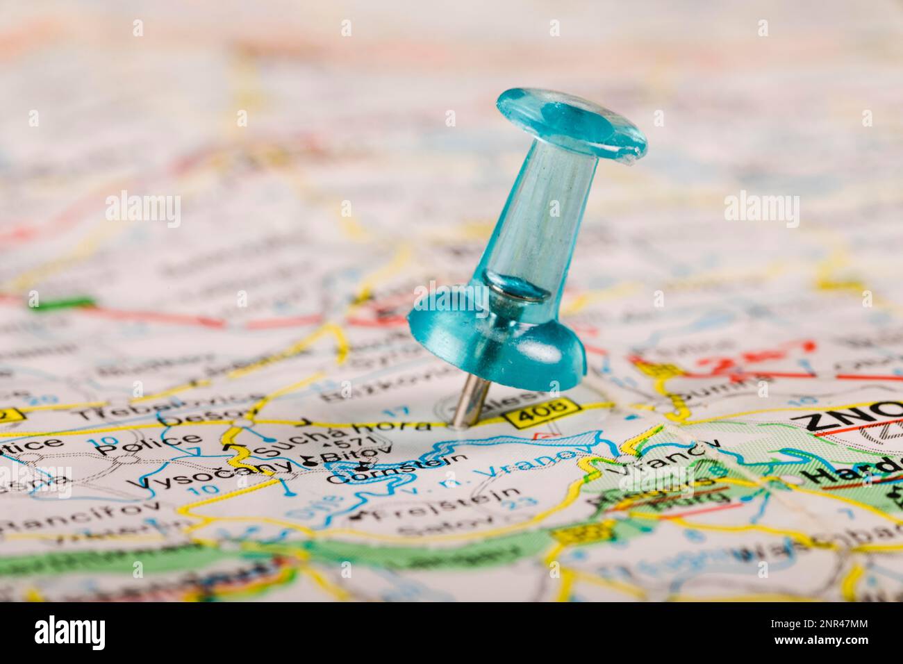 turquoise-colored-pushpin-stucked-world-map-stock-photo-alamy