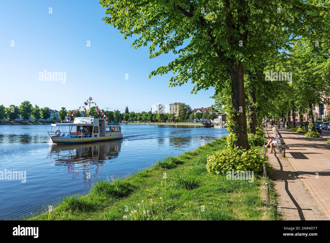 Lakeside promenade, Pfaffenteich, Schwerin, Mecklenburg-Western Pomerania, Germany Stock Photo