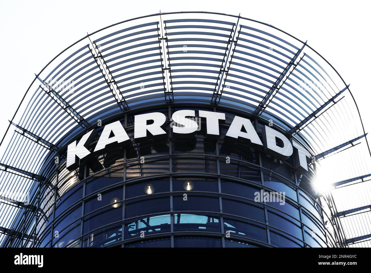 Hannover, Germany - August 2, 2018: Karstadt department store logo on building facade in downtown Hannover Stock Photo