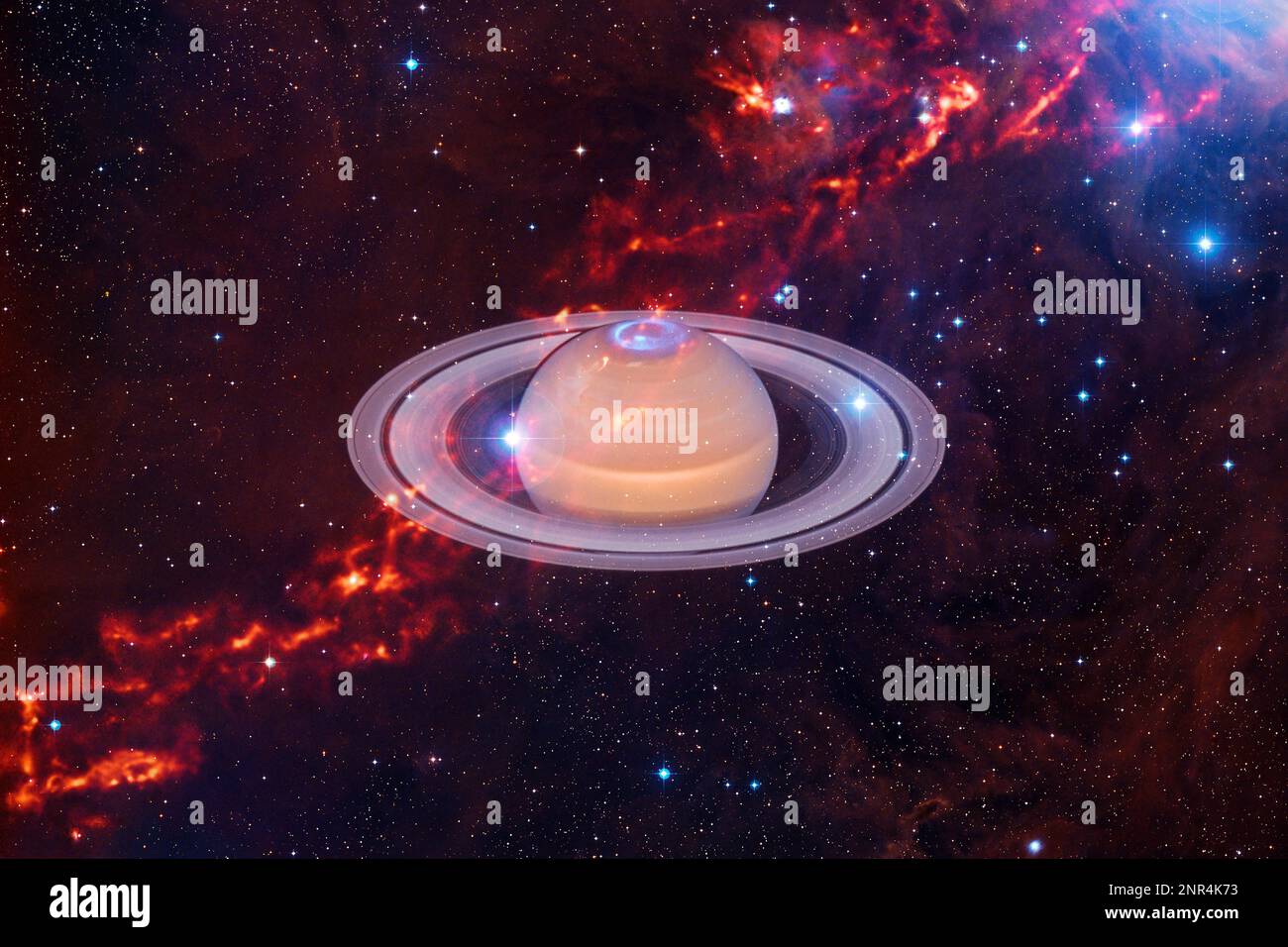 Planet Saturn. Solar system. Cosmos art. Elements of this image furnished by NASA Stock Photo