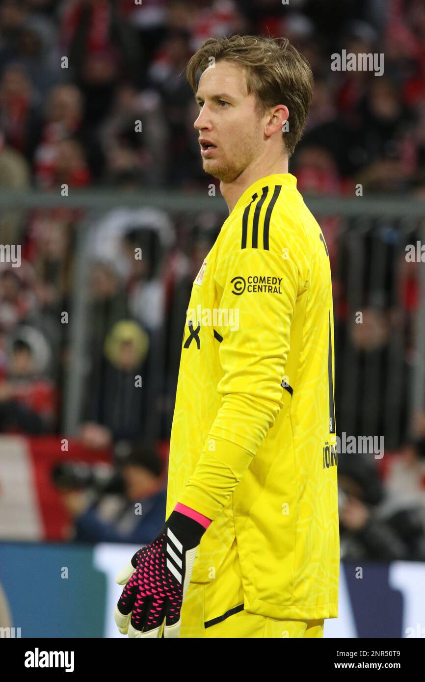 MUNICH, Germany. , . 1 Frederik Rönnow, Roennow, Keeper of Union Berlin during the Bundesliga Football match between Fc Bayern Muenchen and Fc Union Berlin at the Allianz Arena in Munich on 26 February, 2023, Germany. DFL, Fussball, 3:0 (Photo and copyright @ ATP images/Arthur THILL (THILL Arthur/ATP/SPP) Credit: SPP Sport Press Photo. /Alamy Live News Stock Photo