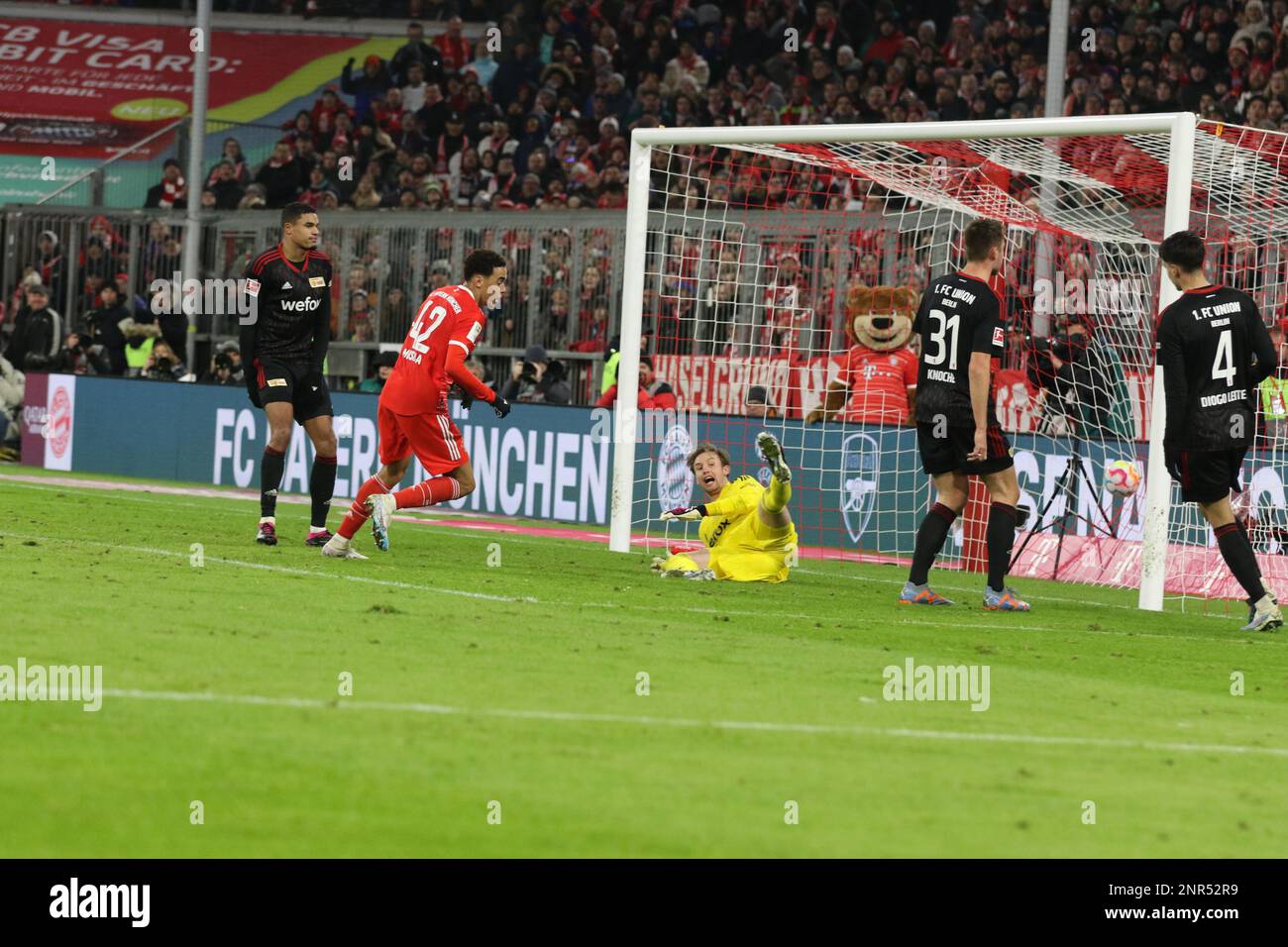 MUNICH, Germany. , . Frederik Rönnow, Roennow - goal during the Bundesliga Football match between Fc Bayern Muenchen and Fc Union Berlin at the Allianz Arena in Munich on 26 February, 2023, Germany. DFL, Fussball, 3:0 (Photo and copyright @ ATP images/Arthur THILL (THILL Arthur/ATP/SPP) Credit: SPP Sport Press Photo. /Alamy Live News Stock Photo