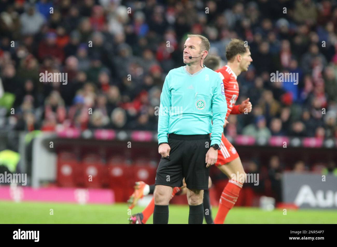 MUNICH, Germany. , . the referee, Schiedsrichter Marco FRITZ, during the Bundesliga Football match between Fc Bayern Muenchen and Fc Union Berlin at the Allianz Arena in Munich on 26 February, 2023, Germany. DFL, Fussball, 3:0 (Photo and copyright @ ATP images/Arthur THILL (THILL Arthur/ATP/SPP) Credit: SPP Sport Press Photo. /Alamy Live News Stock Photo