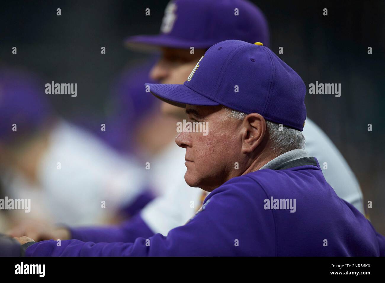 LSU Tigers Head Coach Paul Mainieri Watches From The Dugout During The ...