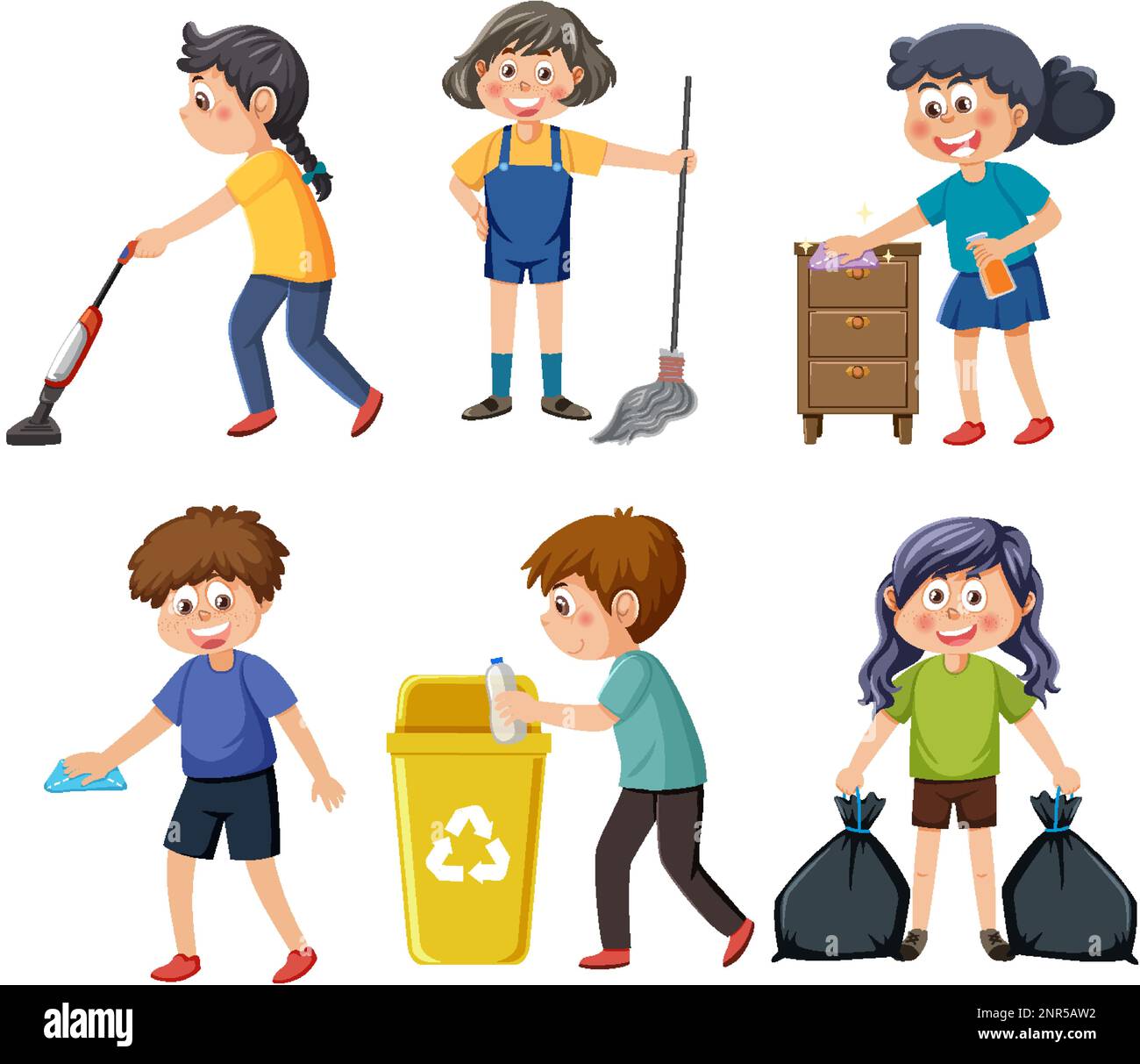 Kids cleaning group Cut Out Stock Images & Pictures - Alamy
