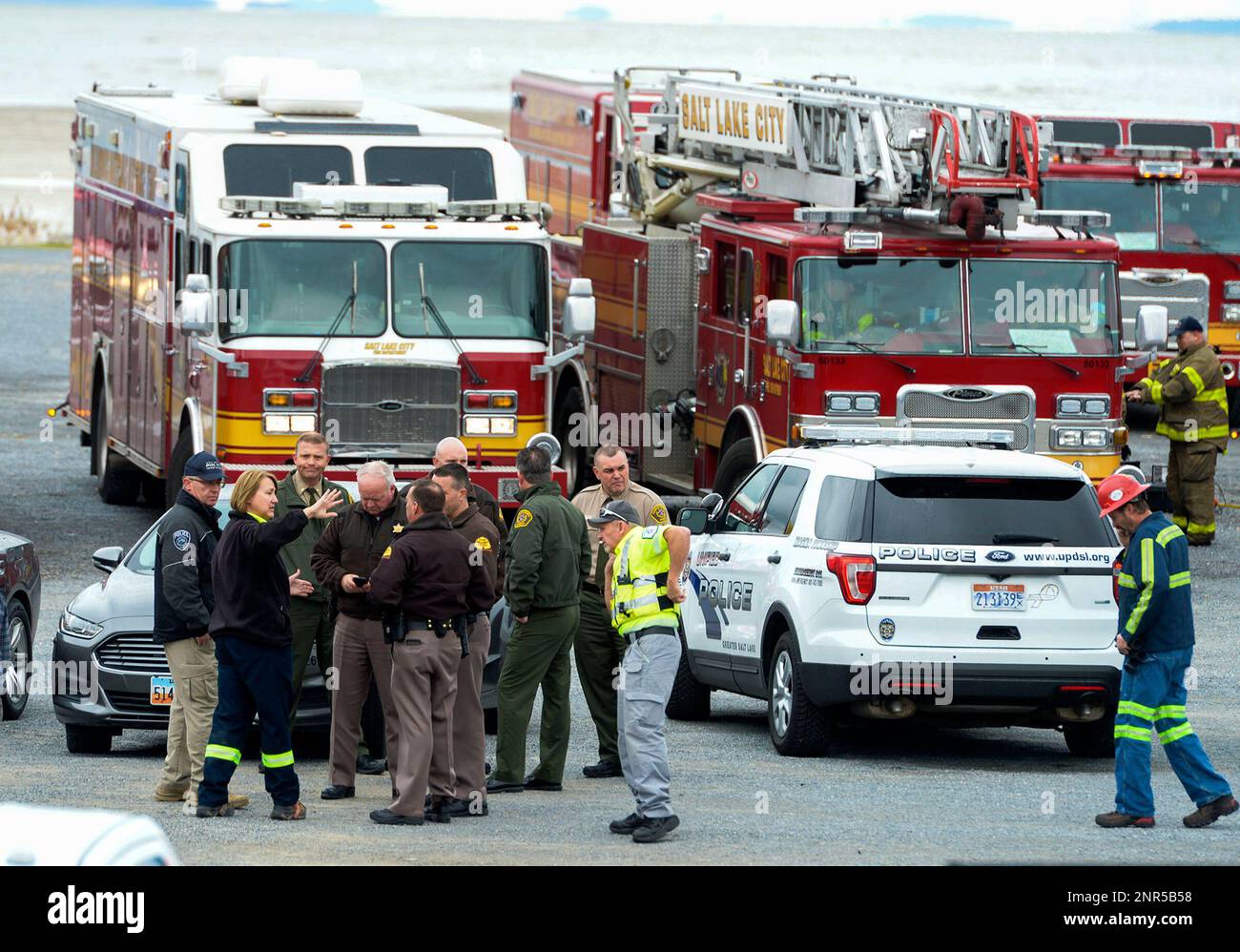 Unified Fire Department, Rio Tinto and Utah Highway patrol set up a staging area in the parking