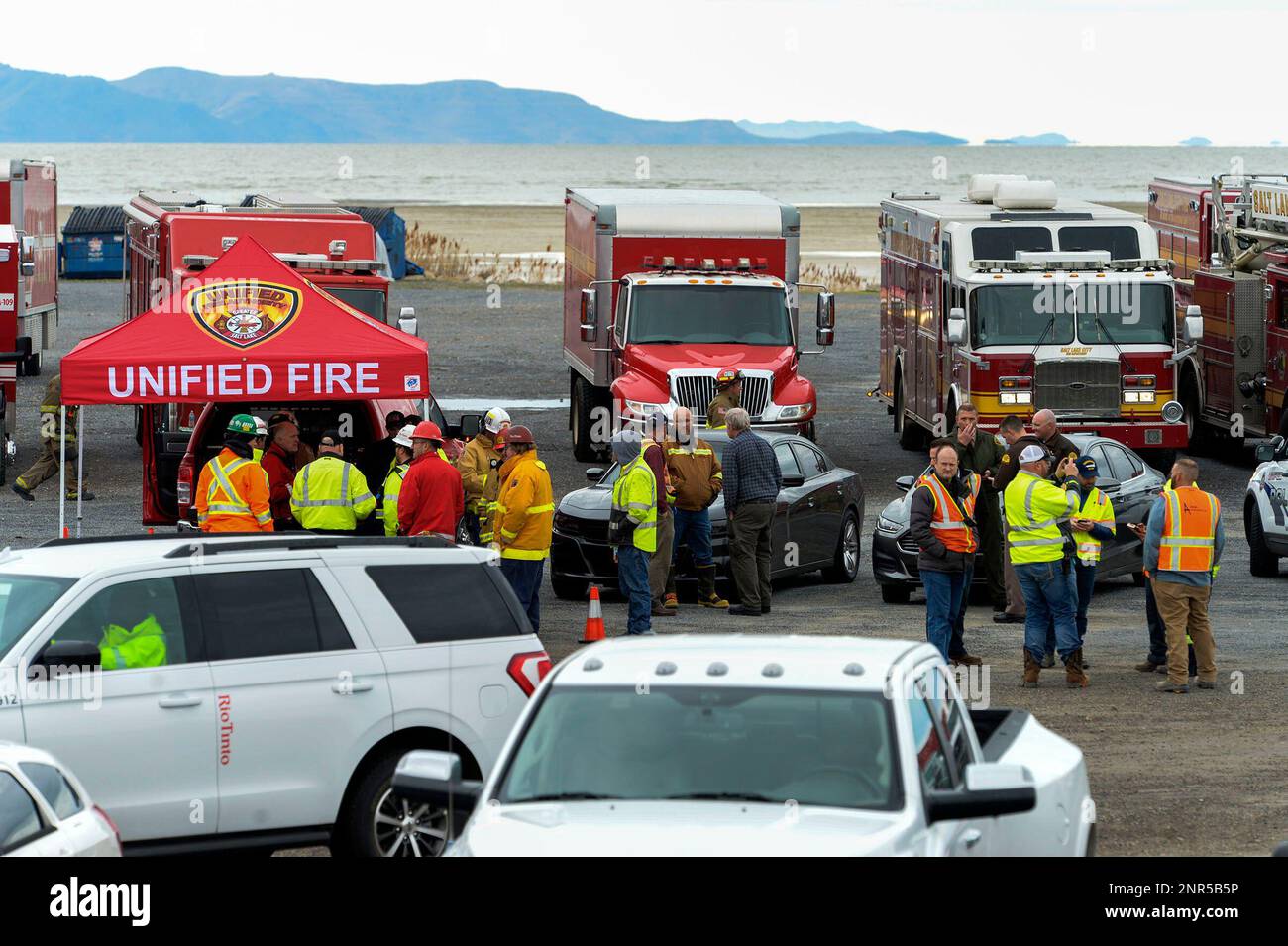 Unified Fire Department, Rio Tinto and Utah Highway patrol set up a staging area in the parking
