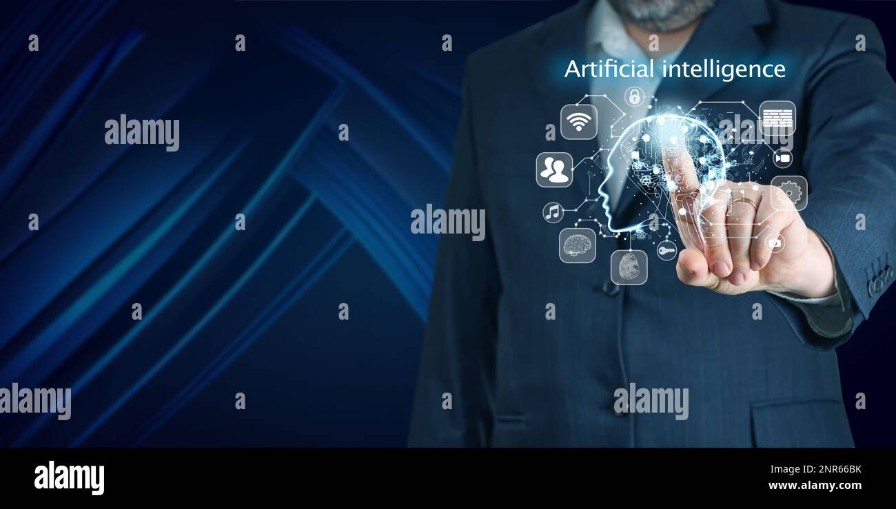 AI, Artificial Intelligence in smartphone. Chat bot interface ...