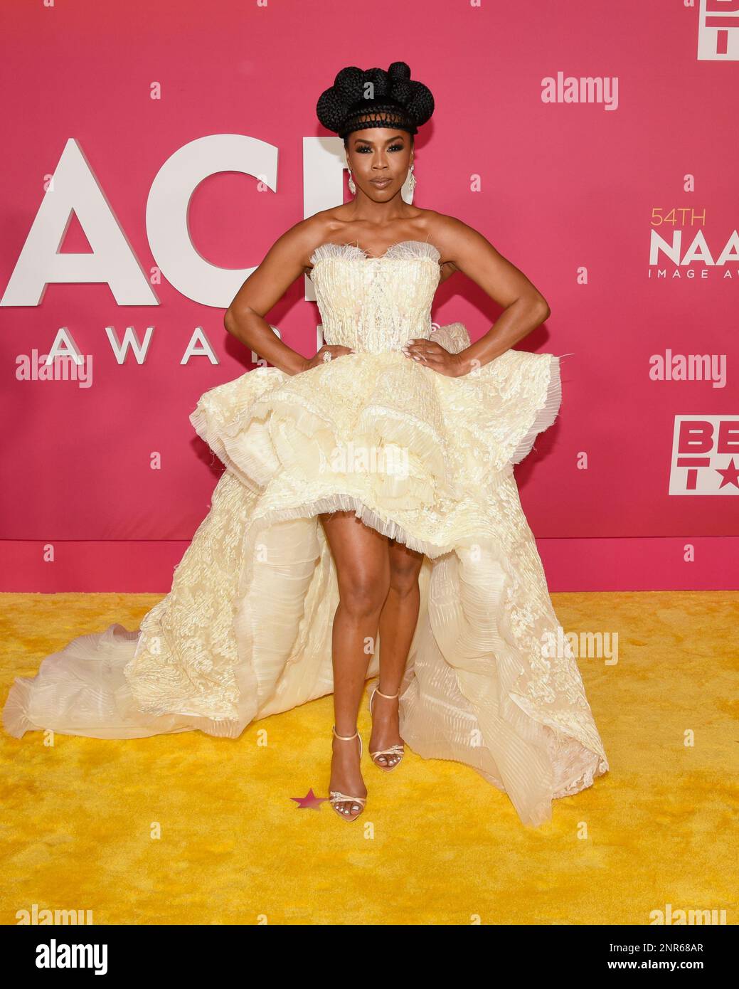 February 25, 2023, Pasadena, California, United States Brandee Evans attends the 54th NAACP