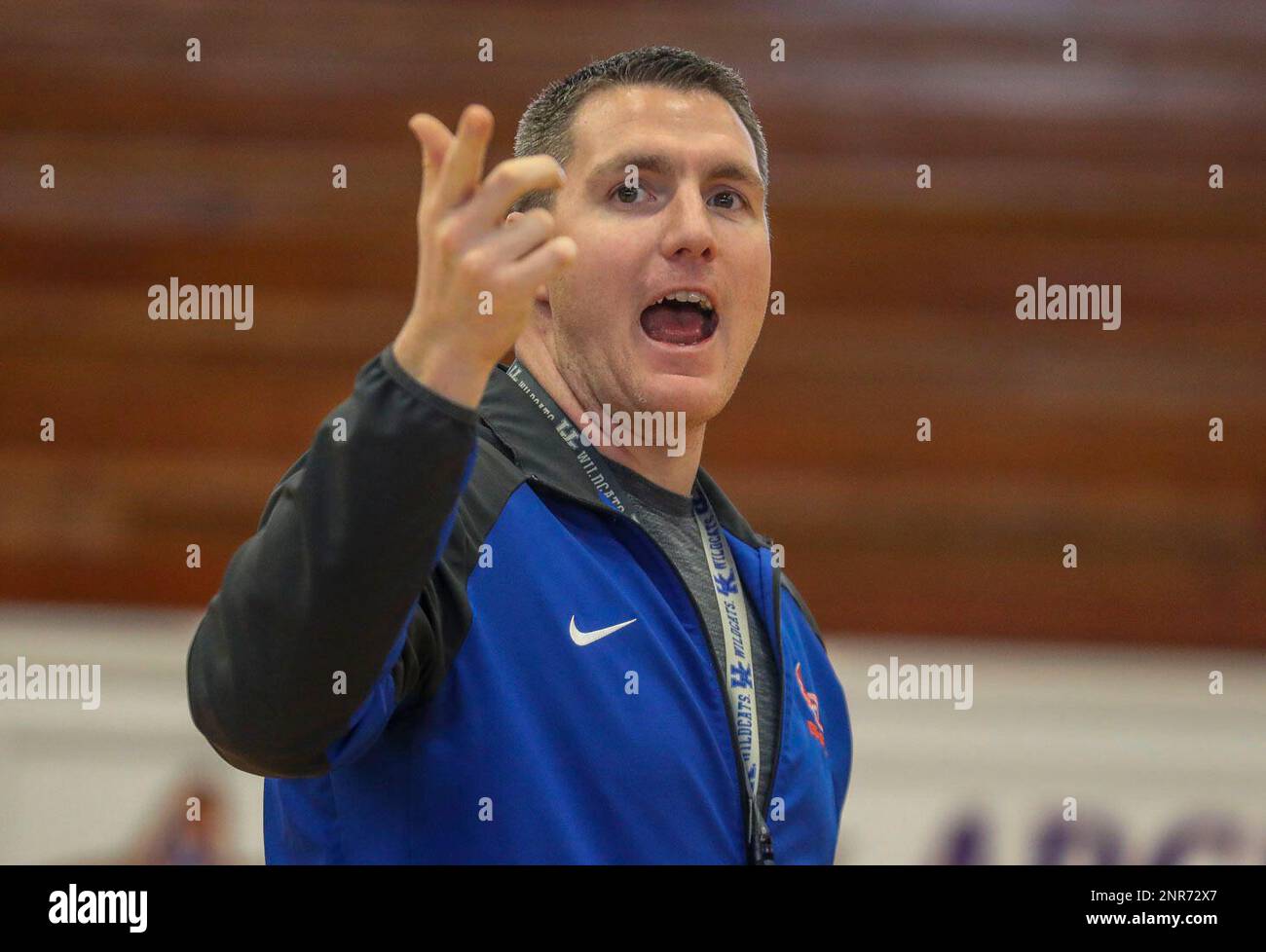 Kaleb Renfro instructs students during a Physical Education class