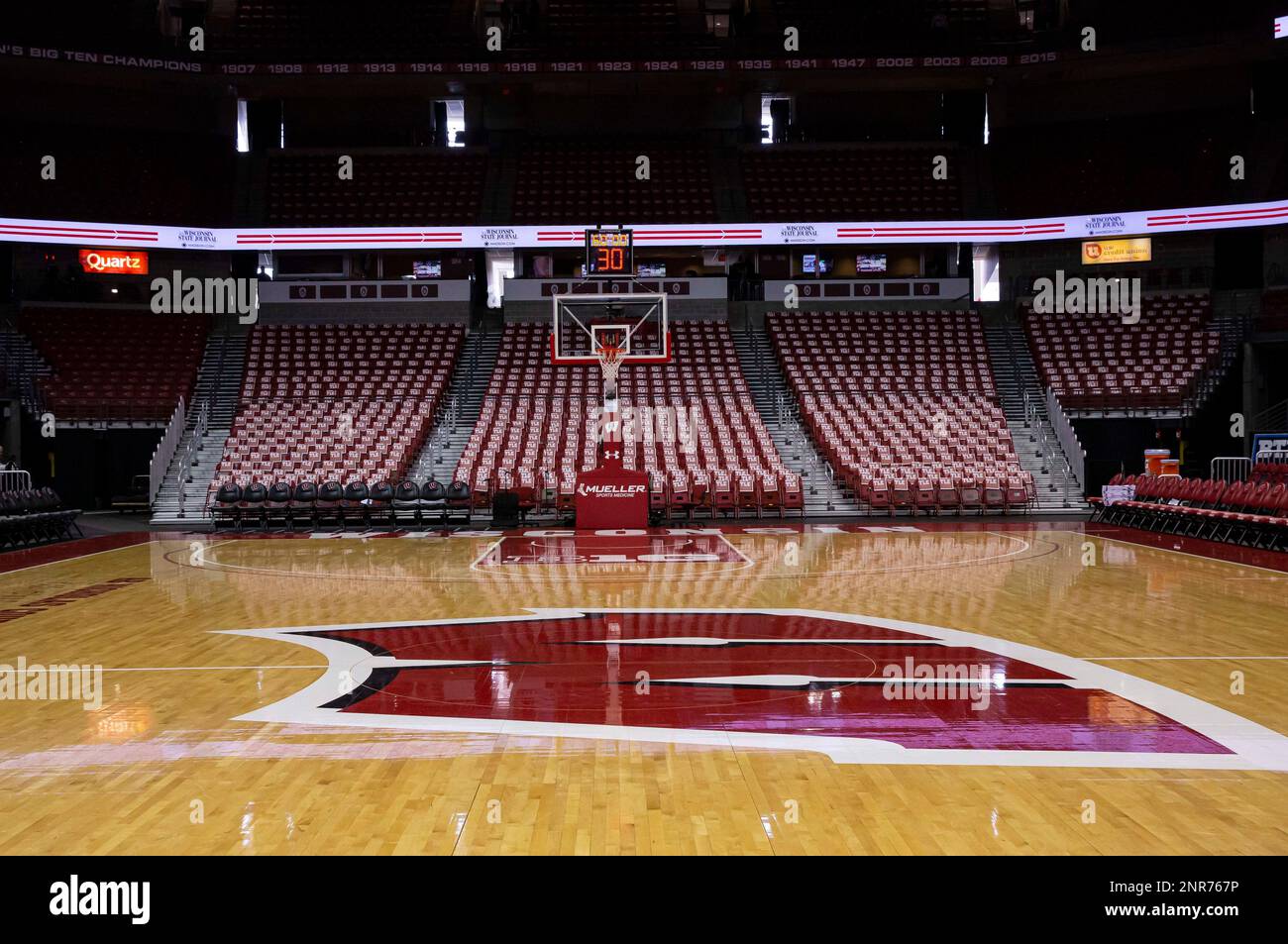 March 1, 2020: A picture of the Wisconsin basketball court looking