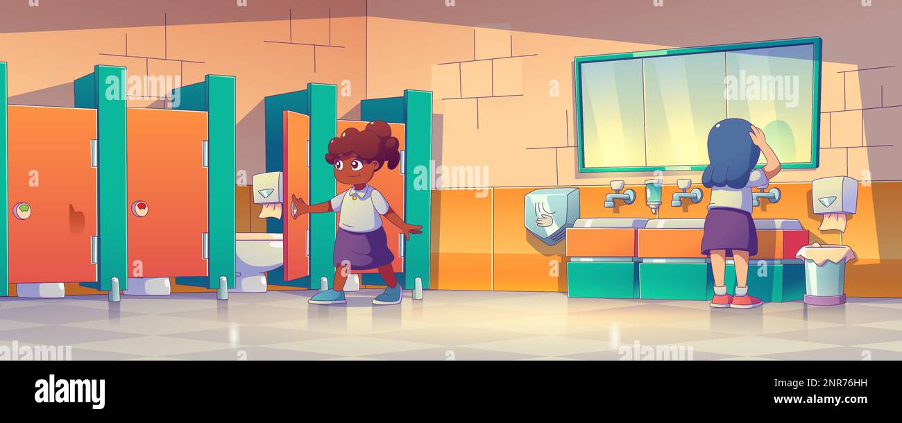 Children in restroom Stock Vector Images - Alamy