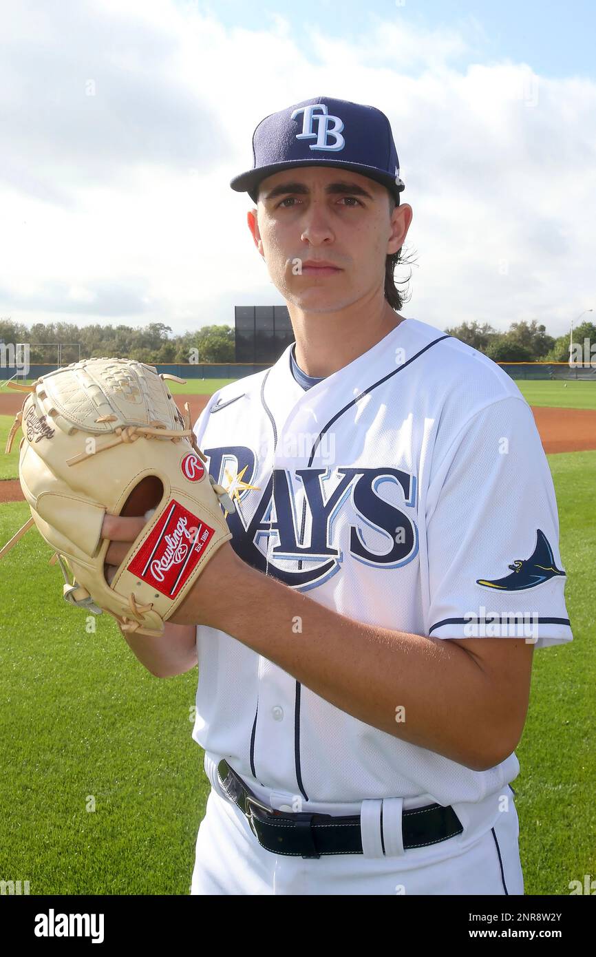 PORT CHARLOTTE, FL - FEBRUARY 17: Austin Meadows (17) poses during the  Tampa Bay Rays Spring Training Photo Day at Charlotte Sports Park in Port  Charlotte, FL. (Photo by Cliff Welch/Icon Sportswire) (