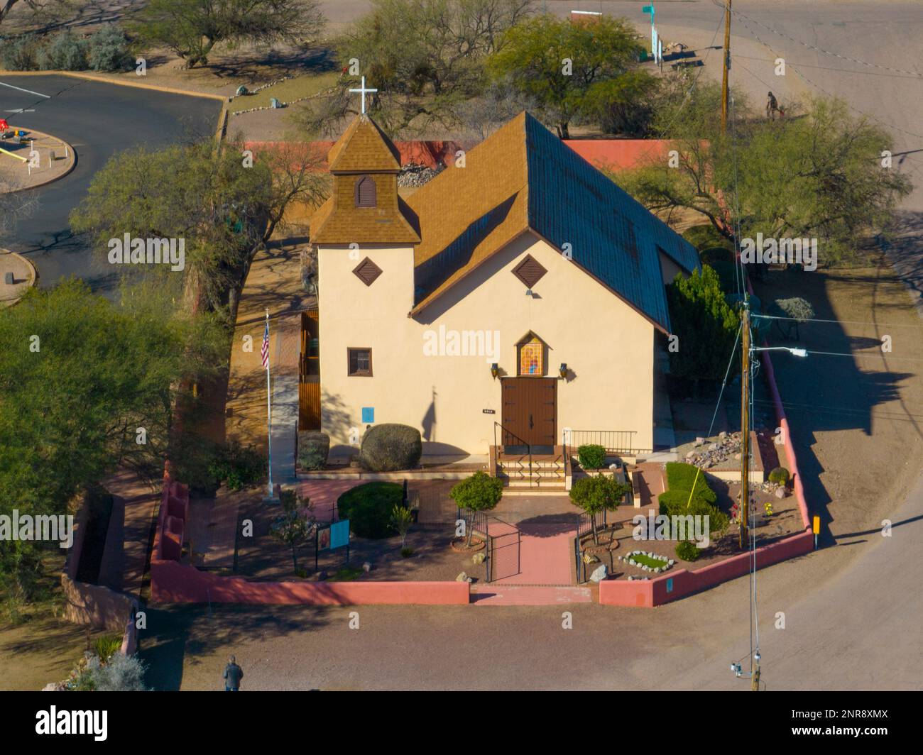 St Ann's Catholic Church aerial view in Tubac Presidio State Historic