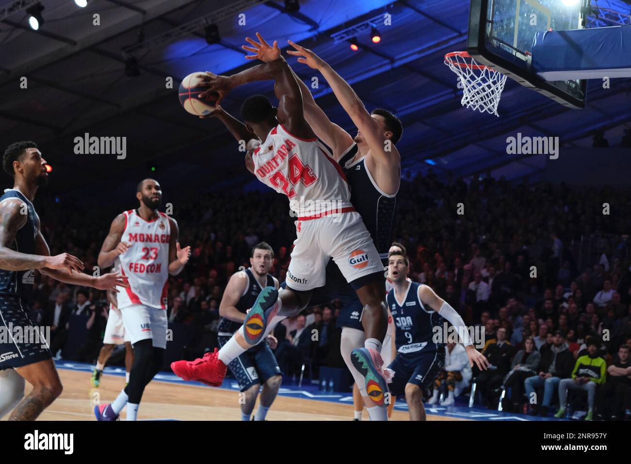 February 15, 2020, Marne La Vallee, Seine et Marne, France: Monaco player  OUATTARA YAKUBA in action during the LNB Basket Leaders Cup semi-finals  between Monaco and Dijon at the Disney Events Arena