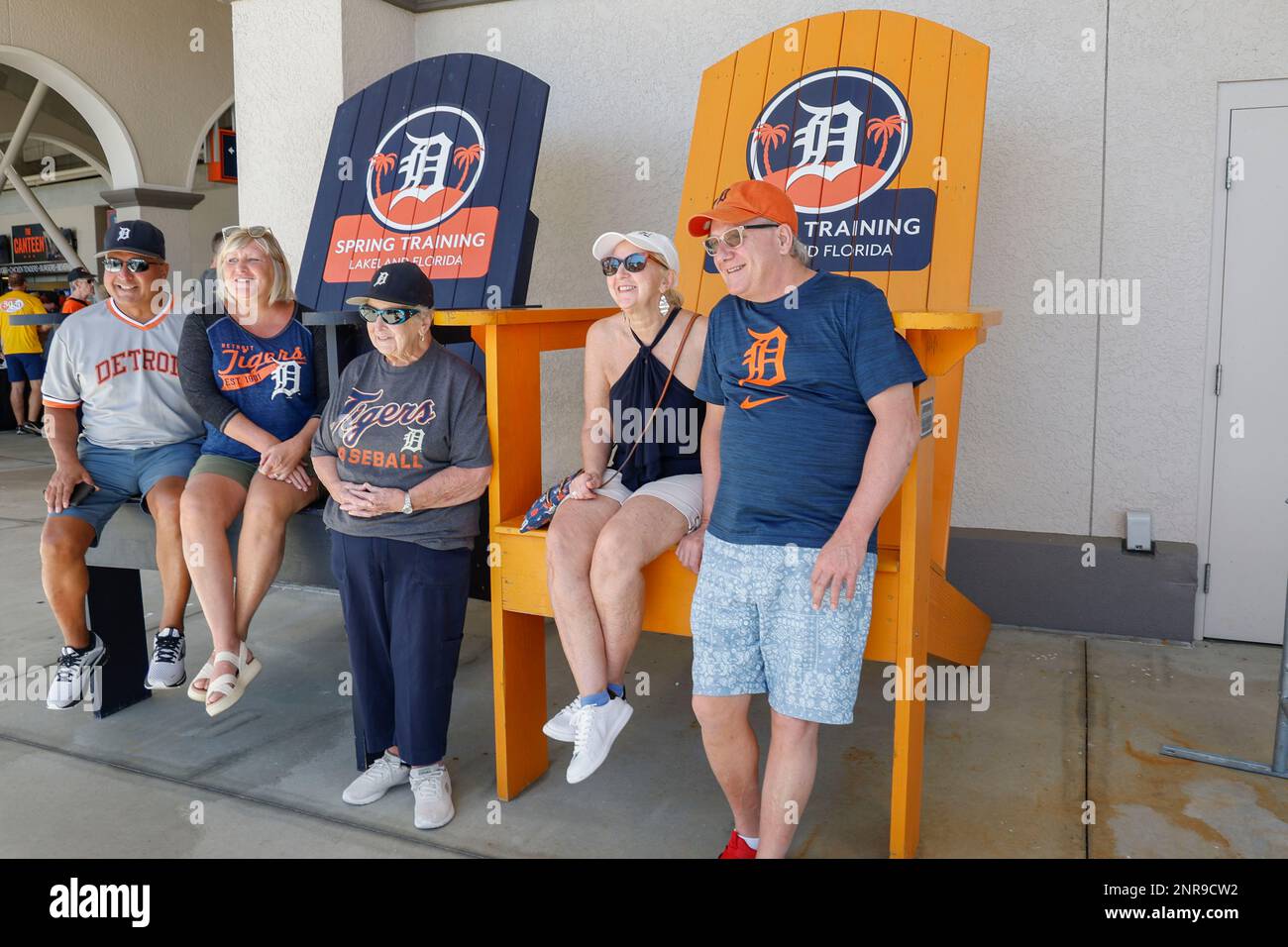 Lakeland FL USA; Detroit Tigers fans enjoying a day at the park during an MLB spring training game against the Baltimore Orioles at Publix Field at Jo Stock Photo