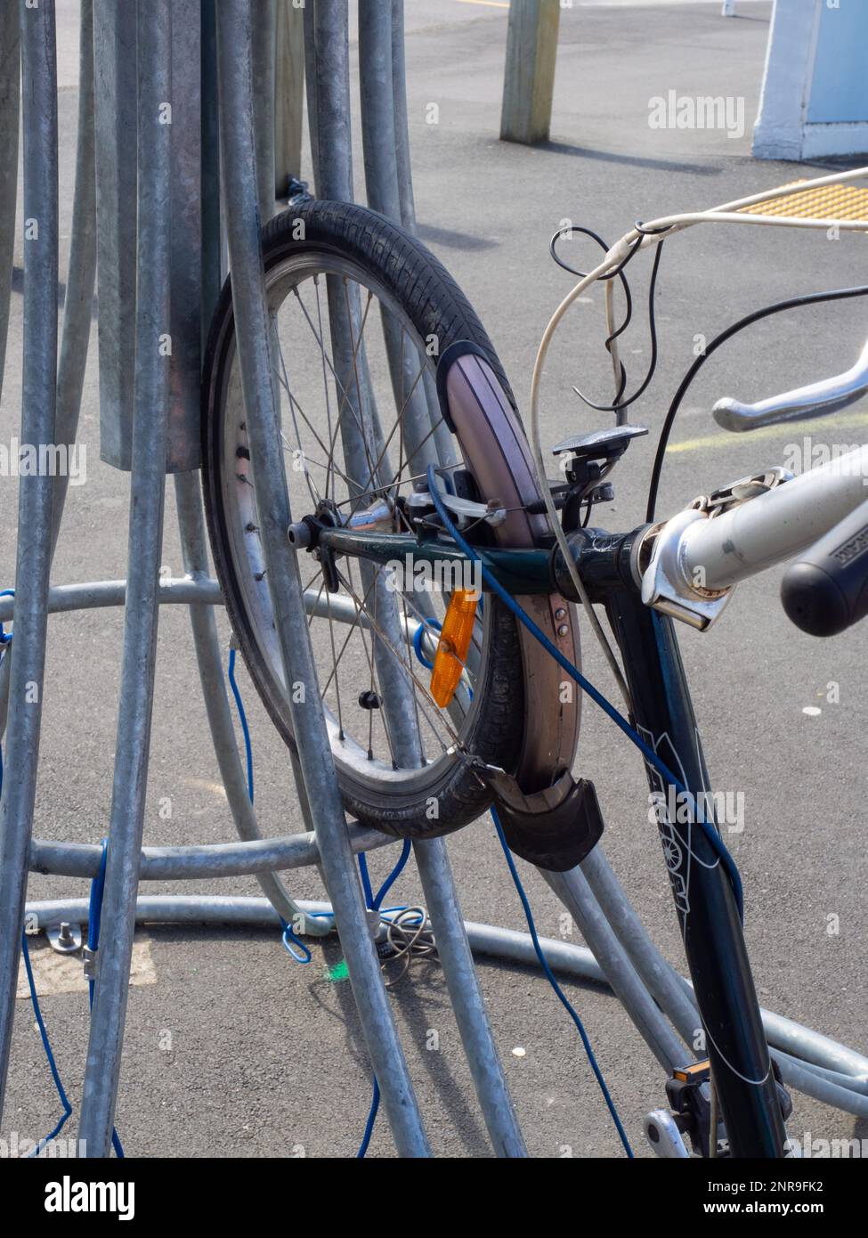 Bike Locked In A Bike Stand Stock Photo Alamy