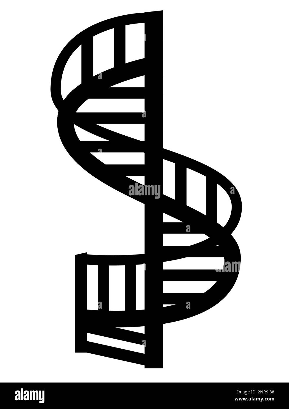 Circular staircase icon on white background. Spiral Staircase sign. circular staircase with black handrail symbol. flat style. Stock Photo