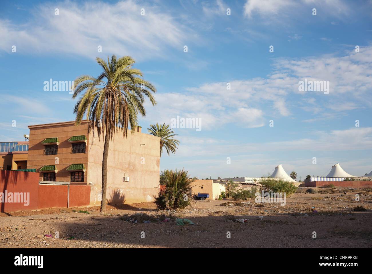 Suburban area with rural buildings in Morocco Marrakesh Stock Photo Alamy