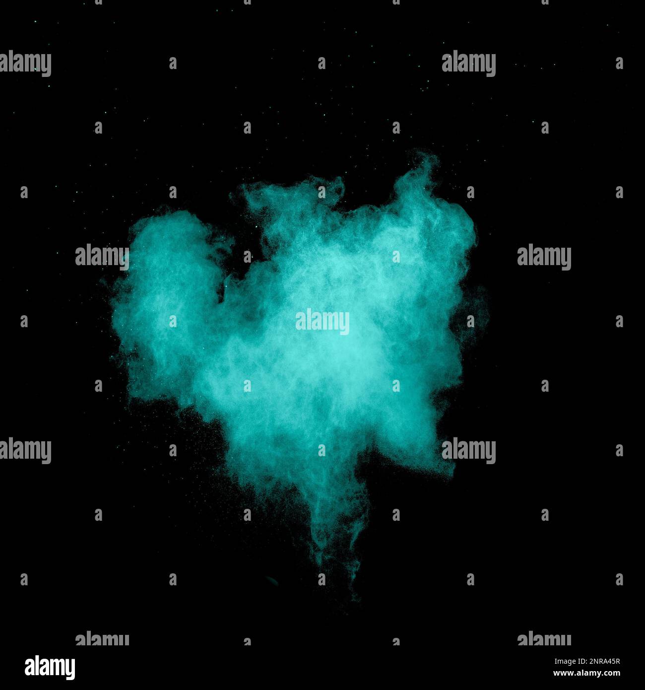 Green dust splash.Green color powder explosion cloud on white