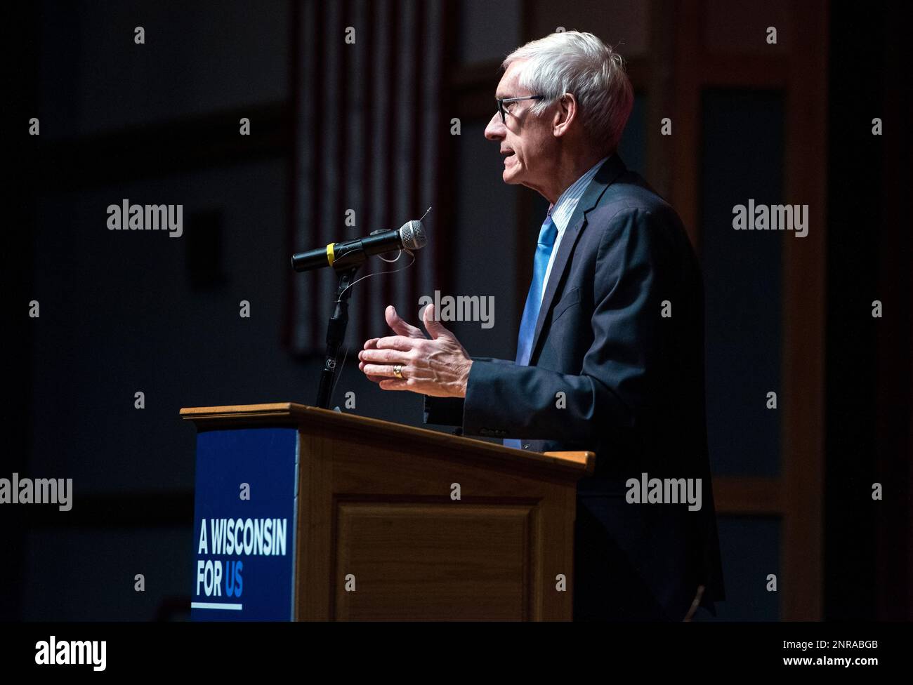 Wisconsin Gov. Tony Evers speaks to Milton High School students