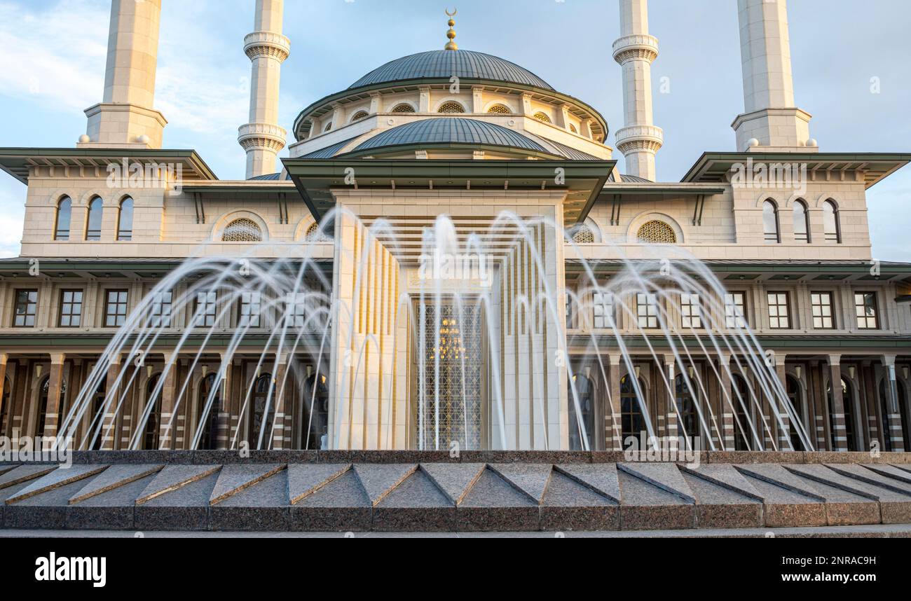 Nation Mosque (Millet Mosque) and water fountain, Ankara Turkey Stock Photo