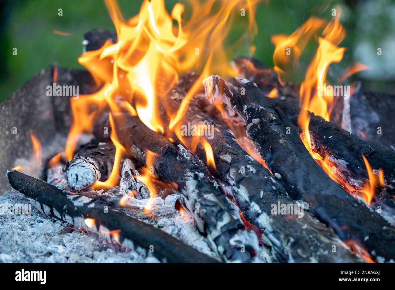Bonfire in the evening.Wood burning, abstract flame  background Stock Photo