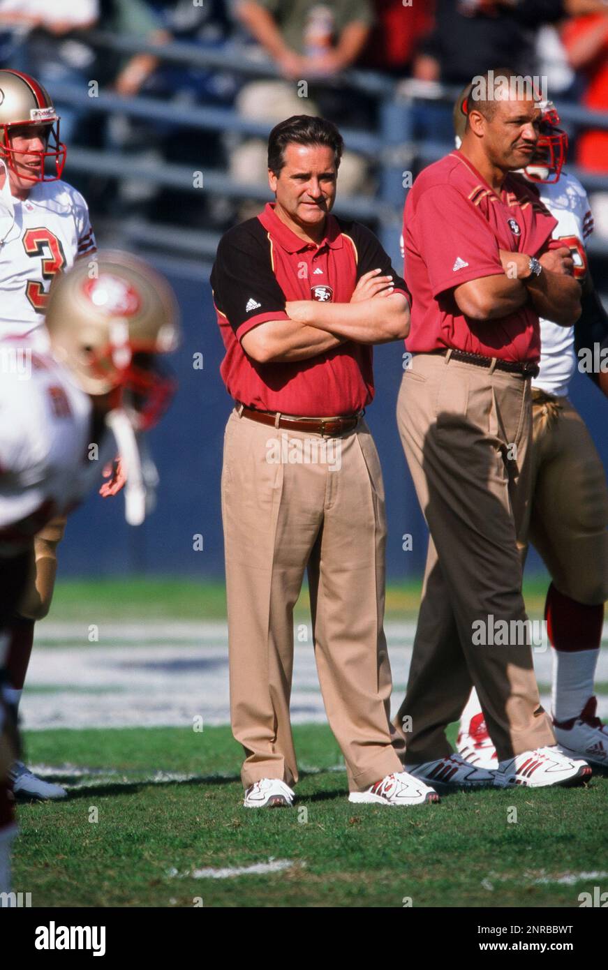 03 Dec. 2000: San Francisco 49ers defensive tackle Brentson Buckner (99) on  the bench during an NFL football game against the San Diego Chargers played  on December 3, 2000 at Qualcomm Stadium