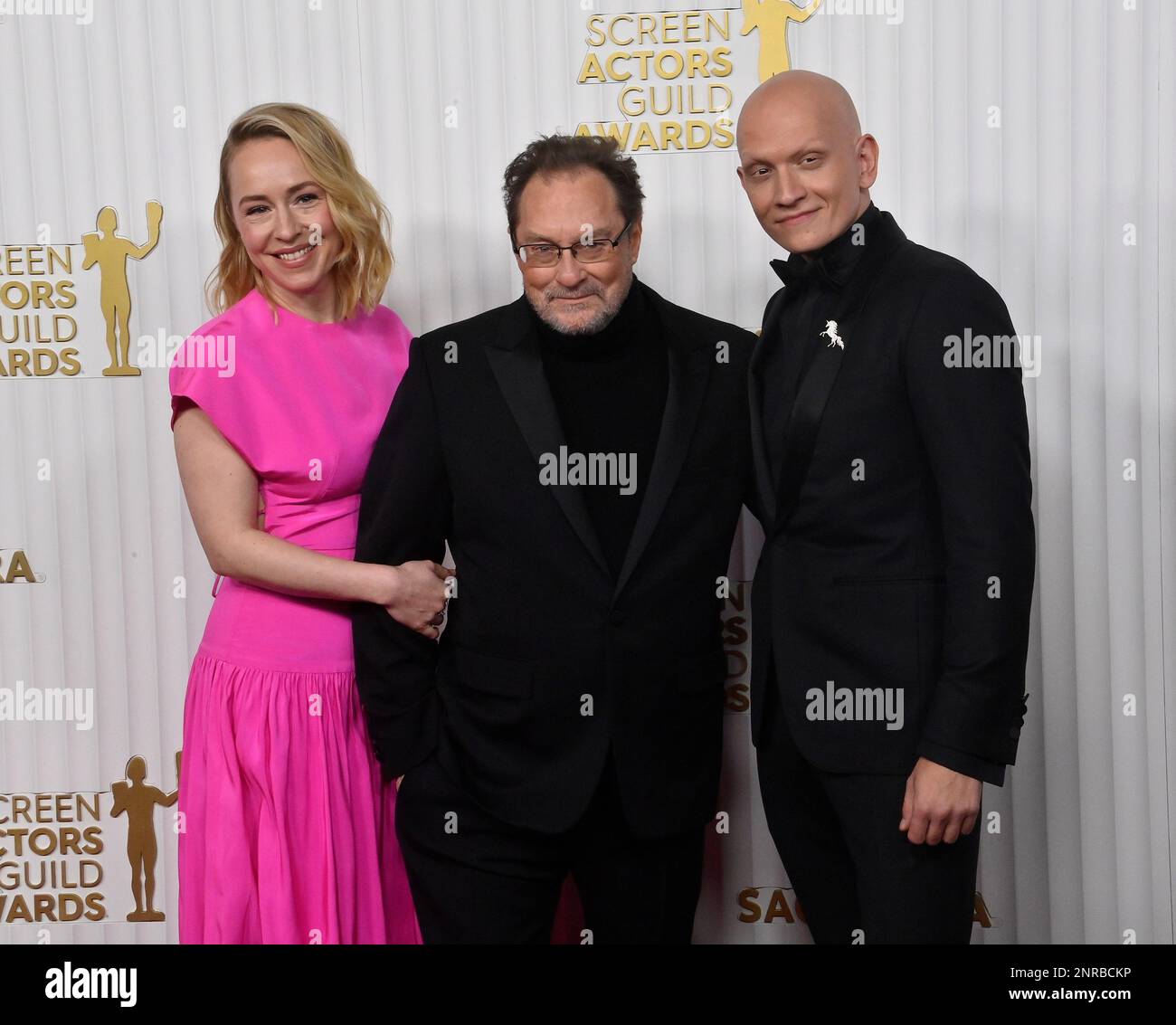 Los Angeles, United States. 26th Feb, 2023. (L-R) Sarah Goldberg, Stephen Root and Anthony Carrigan attend the 29th annual SAG Awards at the Fairmont Century Plaza in Los Angeles, California on Sunday, February 26, 2023. Photo by Jim Ruymen/UPI Credit: UPI/Alamy Live News Stock Photo