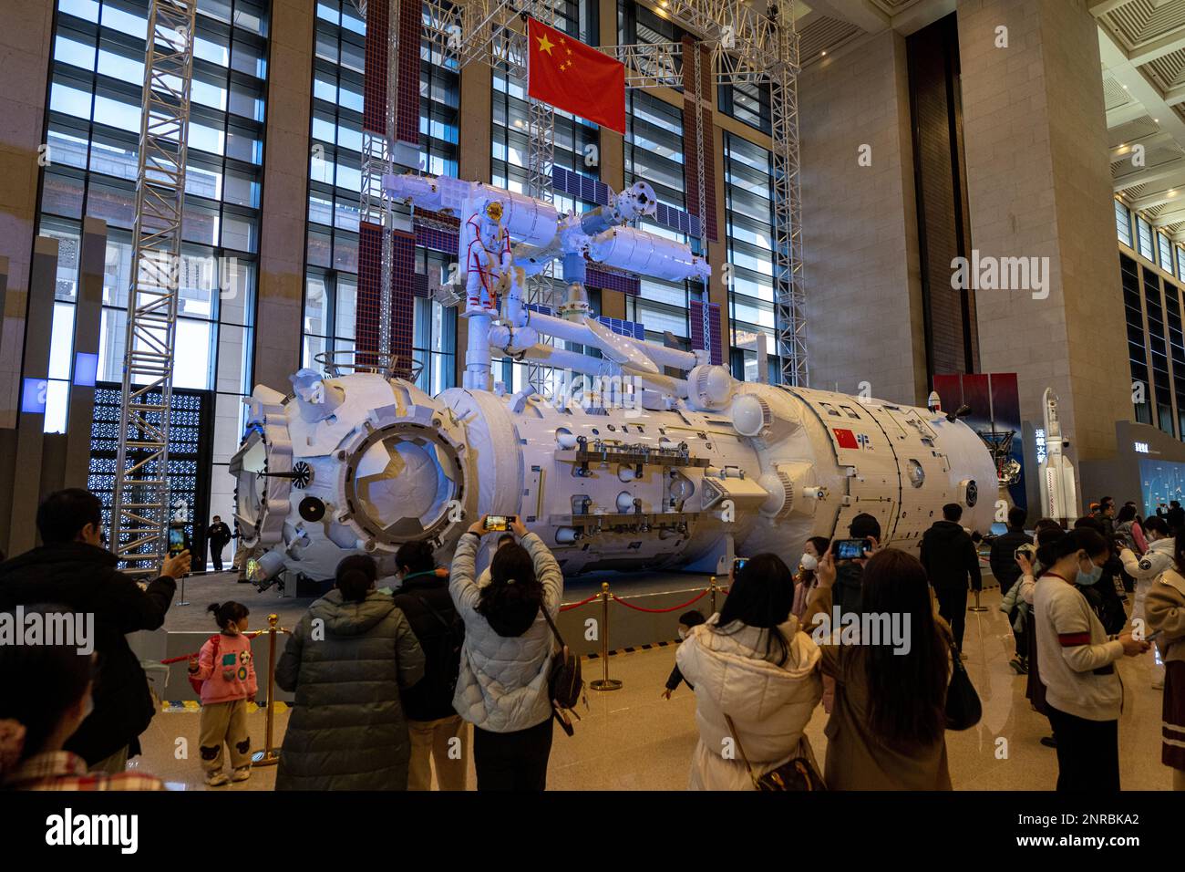 An exhibition on the achievements of China's manned space program ...