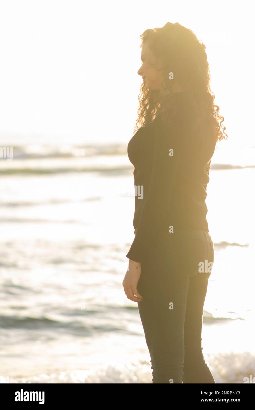 Happy woman on the beach Stock Photo - Alamy