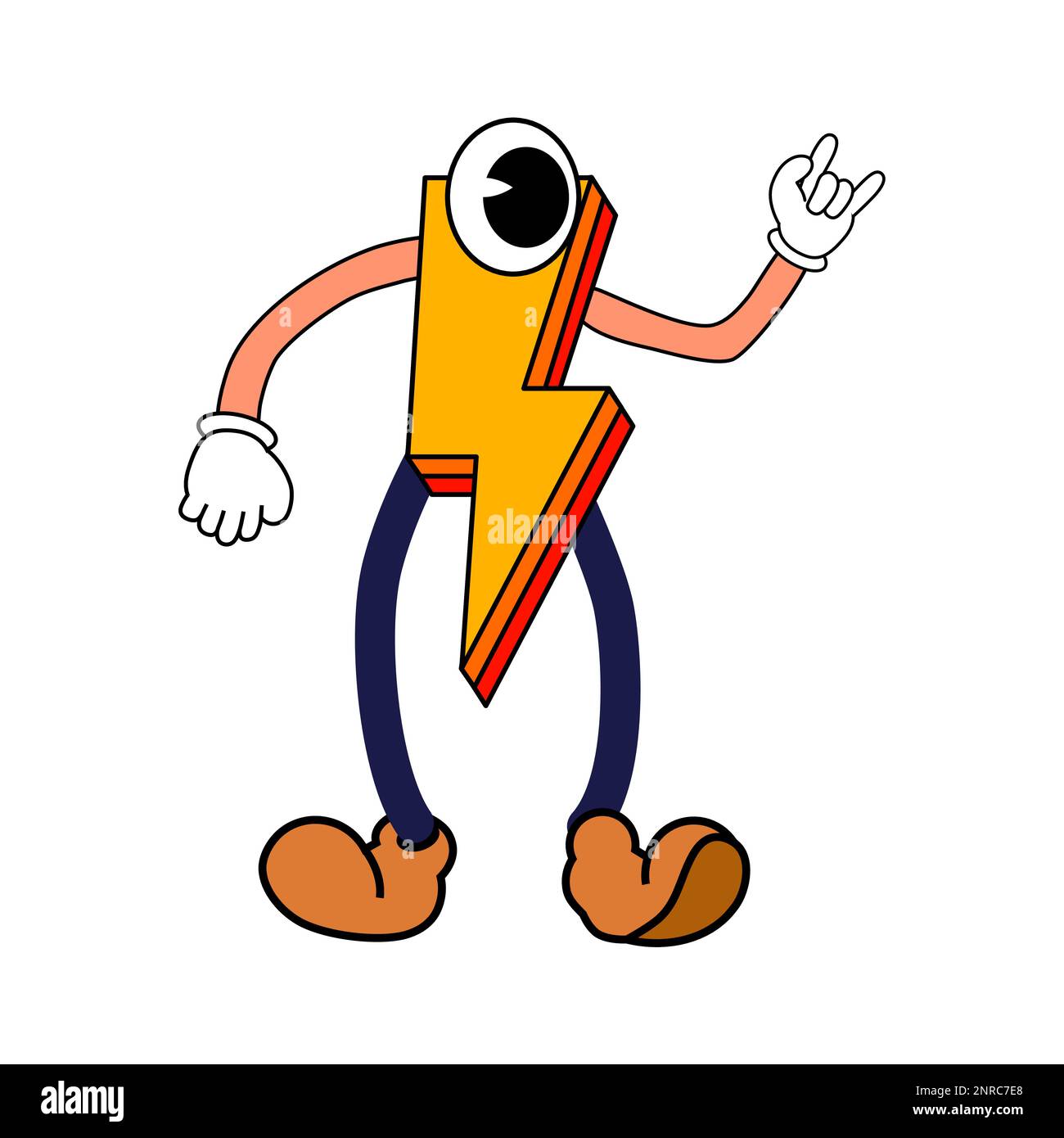 Cartoon Groovy funny cartoon lightning character, vintage. Funky comic
