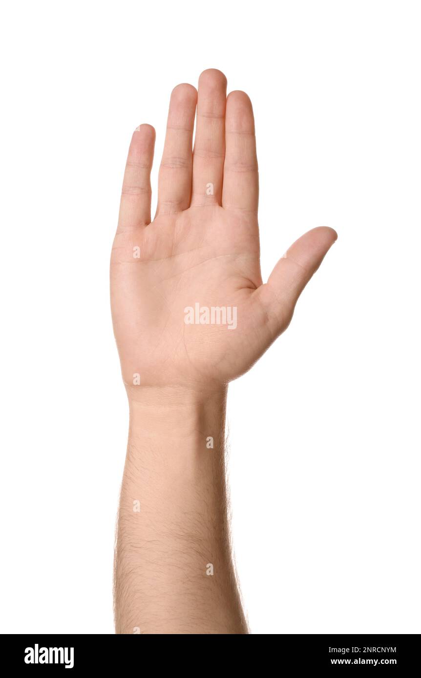 Gesture Male Hand Open Palm with Five Fingers Stock Photo - Image