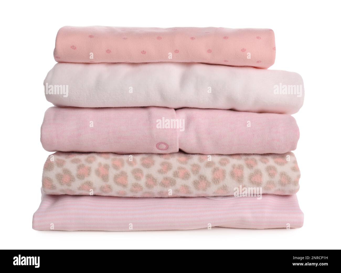 Stack of baby girl's clothes on white background Stock Photo - Alamy
