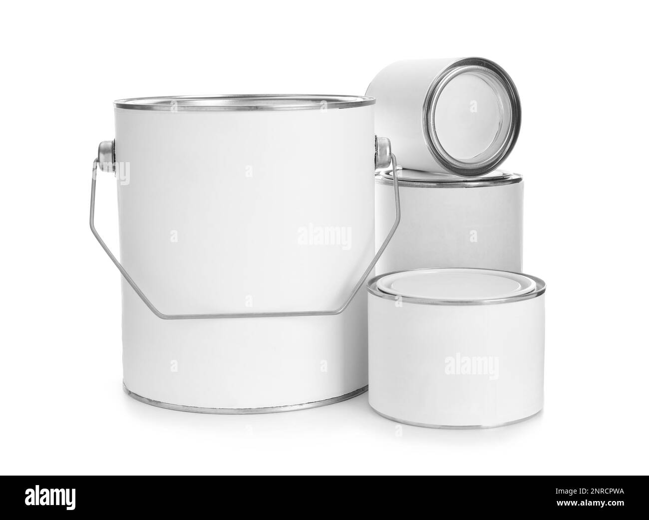 Set of blank paint cans isolated on white Stock Photo Alamy