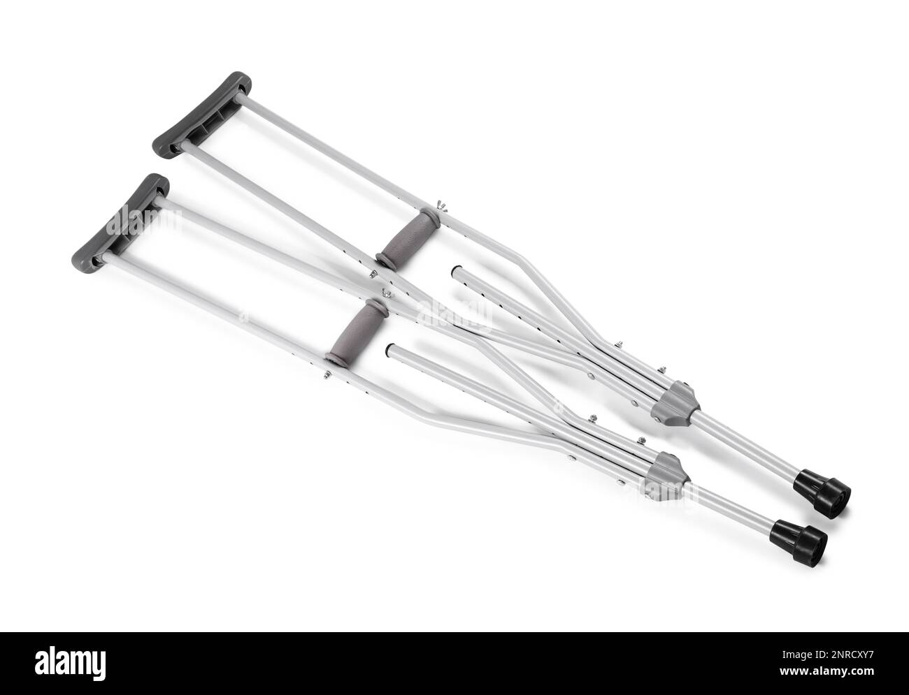 Pair of axillary crutches on white background Stock Photo Alamy