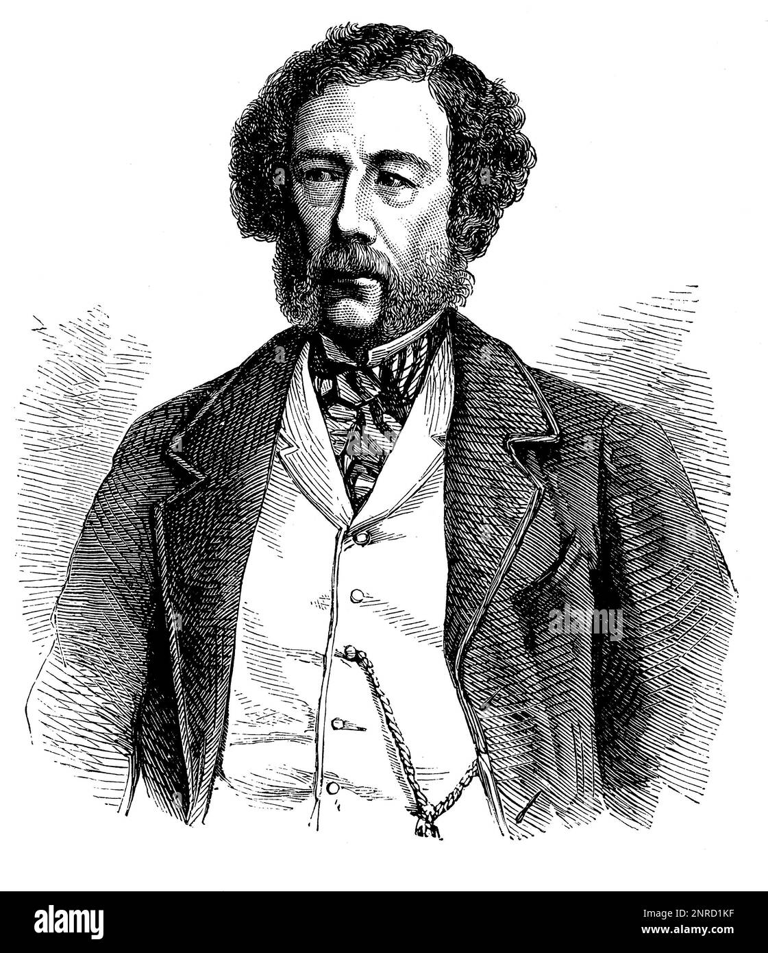 Portrait of Sir Henry Atwell Lake (1808 - 1881). Black and White Illustration Stock Photo