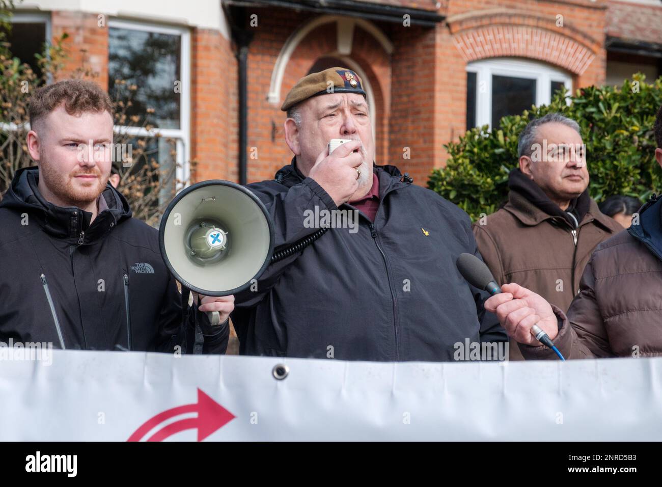 Pro-LGBT counter-protesters protect and surround Honor Oak Pub and push ...