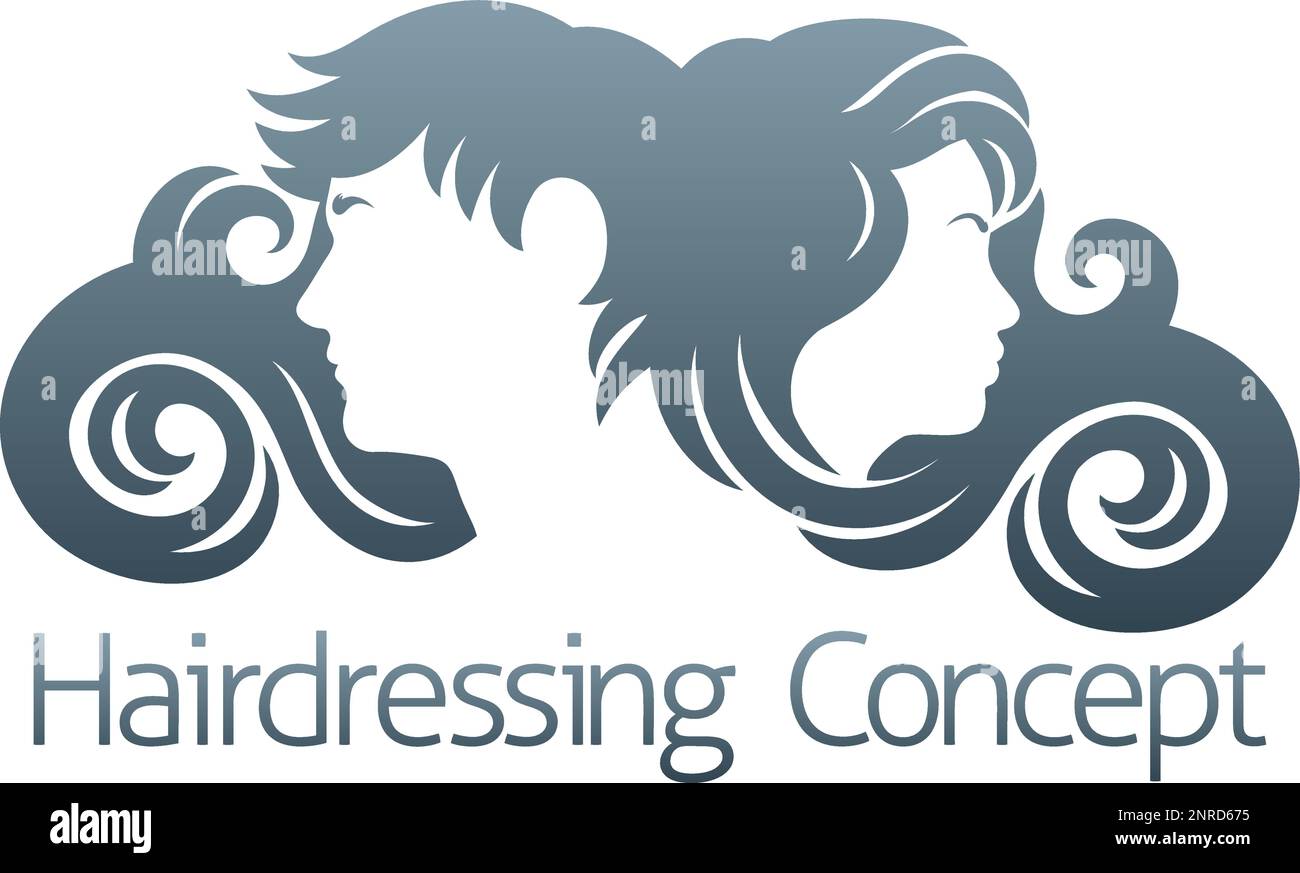 Hairdresser Silhouette Hair Salon Man And Woman Stock Vector Image