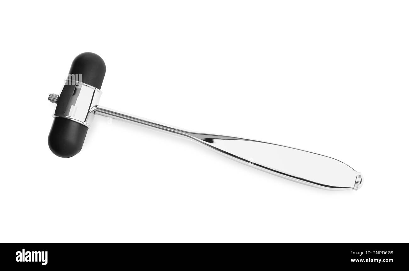 Reflex hammer isolated on white, top view. Nervous system diagnostic