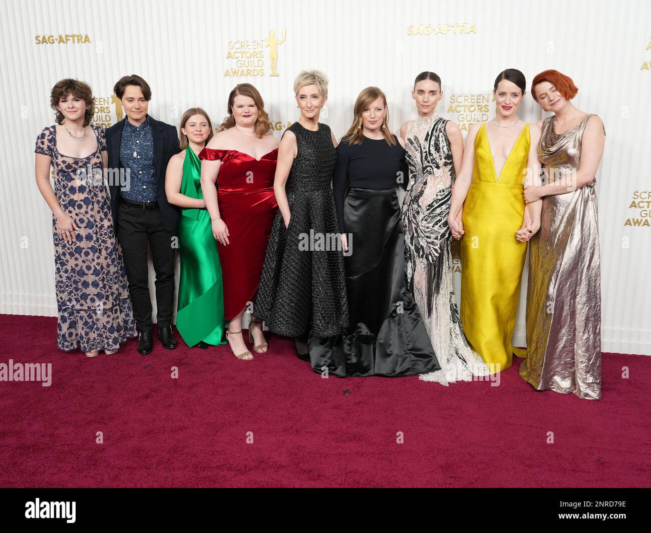 Liv McNeil, August Winter, Kate Hallett, Michelle McLeod, Sheila McCarthy, Sarah Polley, Rooney Mara, Claire Foy, and Jessie Buckley arrive at the 29th Annual Screen Actors Guild Awards held at the Fairmont Century Plaza in Los Angeles, CA on Sunday, ?February 26, 2023. (Photo By Sthanlee B. Mirador/Sipa USA) Stock Photo