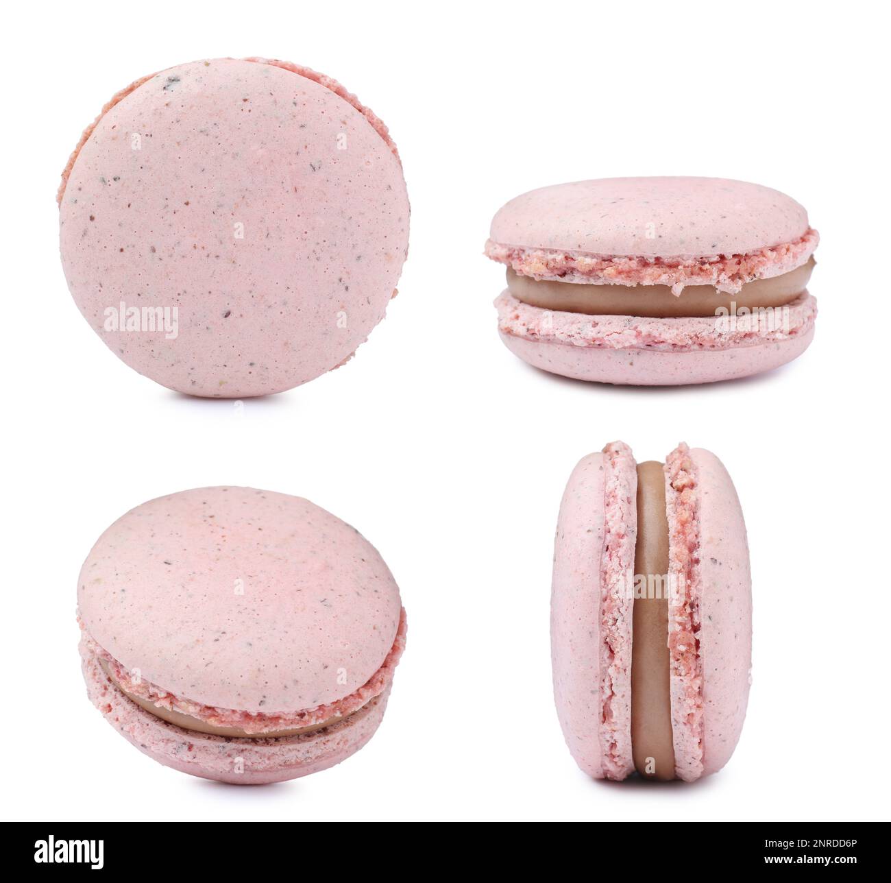 Set with delicious macarons on white background Stock Photo